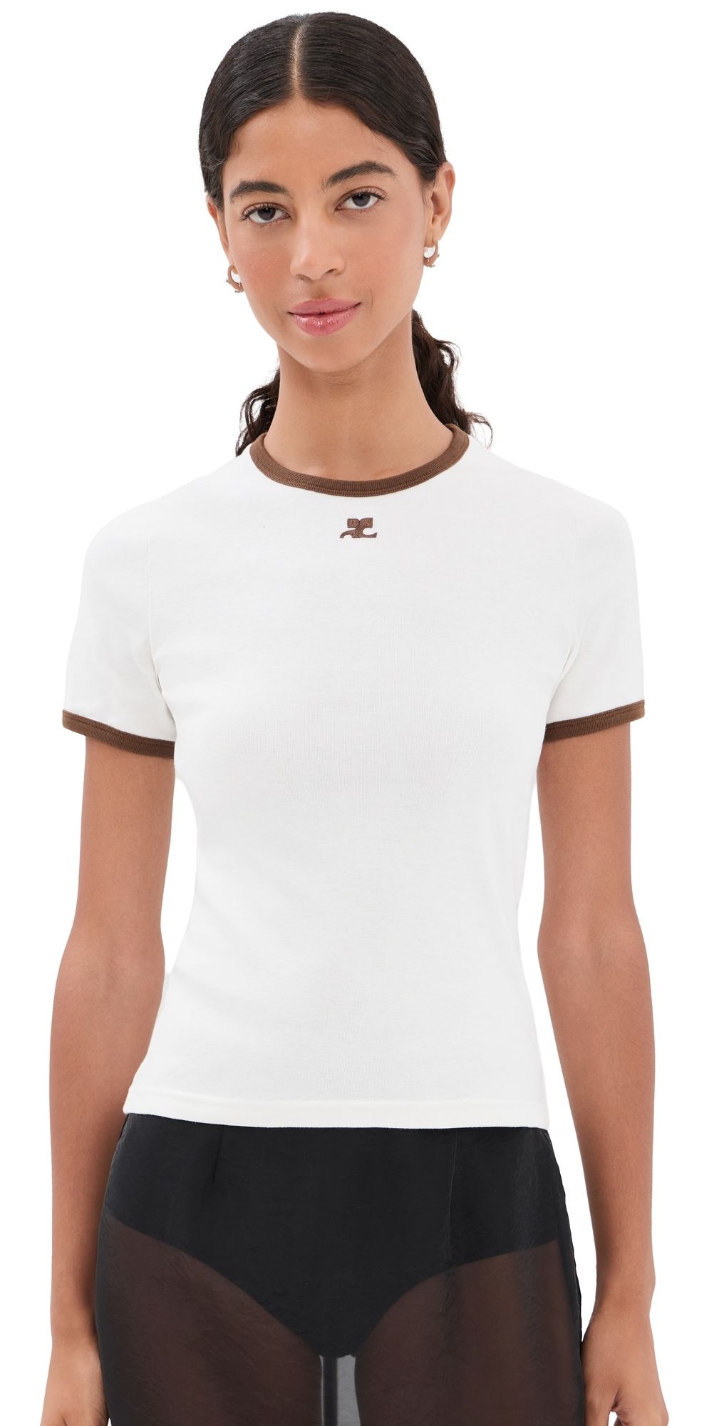Courrèges Signature Contrast T-Shirt PILLOW/SMOKY BROWN XS