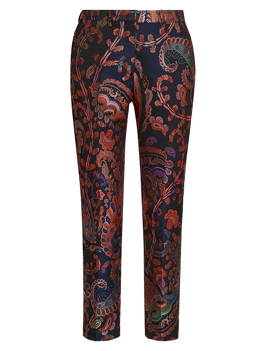 Women's Bristol Paisley Brocade Trousers - Multicolor Blue Base - Size 12
