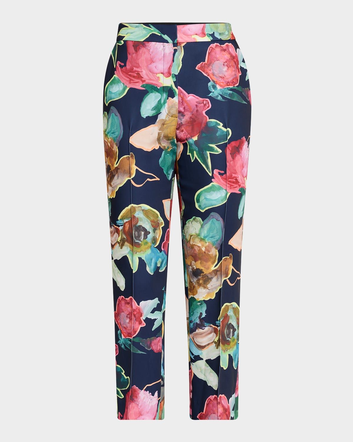 Demi Printed Crepe Straight-Leg Ankle Pants