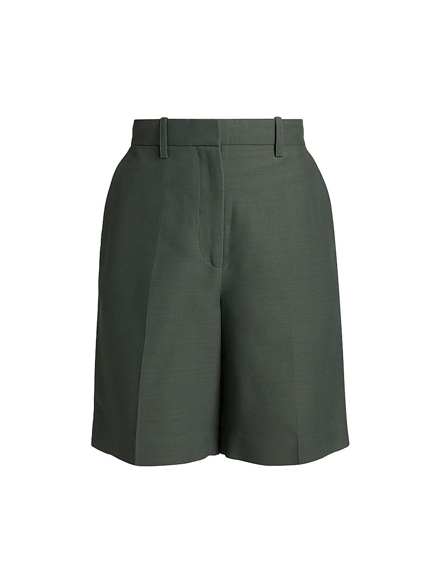 Women's Pleated Bermuda Straight-Leg Shorts - Pistachio - Size 6