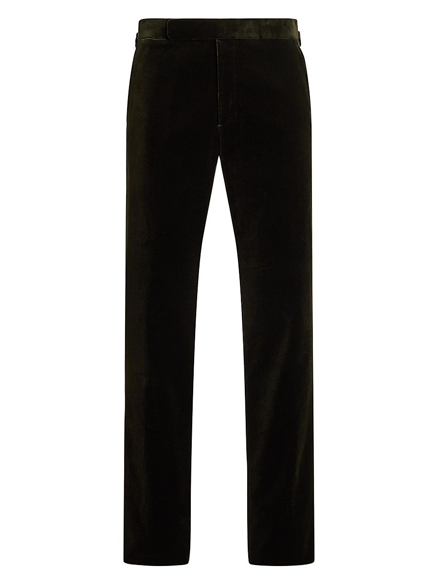 Men's Cotton Velvet Slim-Fit Trousers - Loden - Size 40