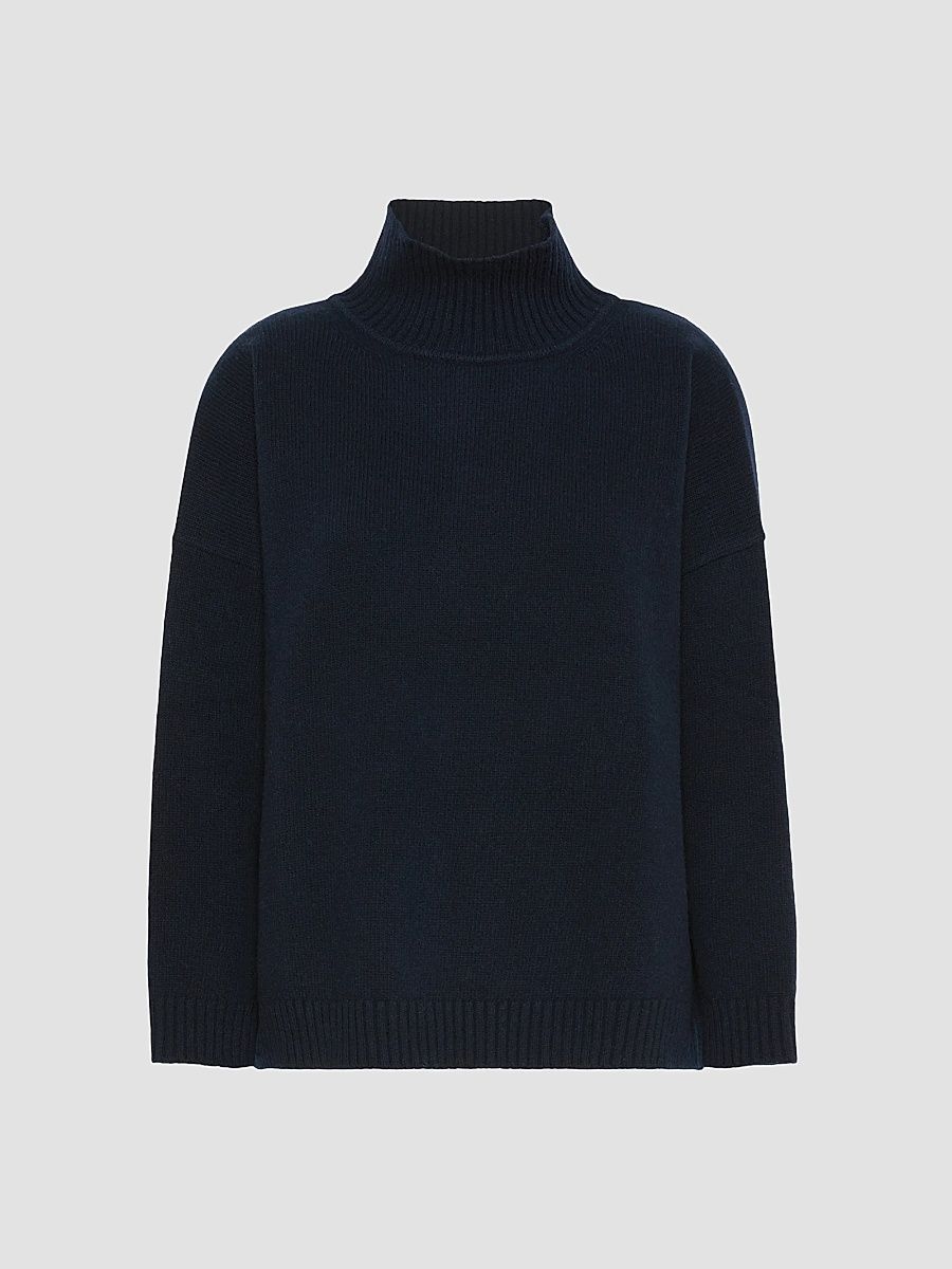Women's Wool Knit Turtleneck Jumper - Navy - Size XL