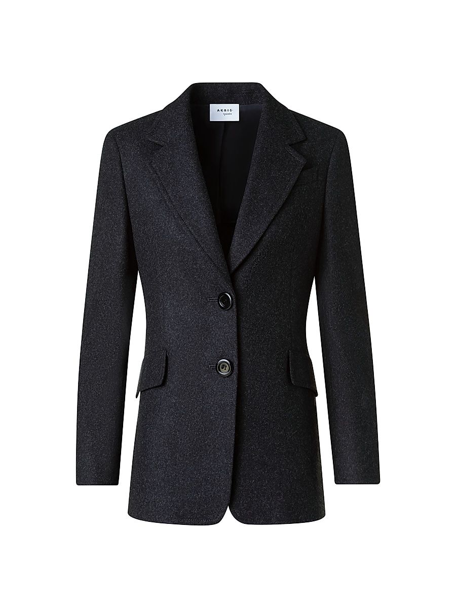 Women's Virgin Wool-Blend Boyfriend Blazer - Charcoal - Size 16