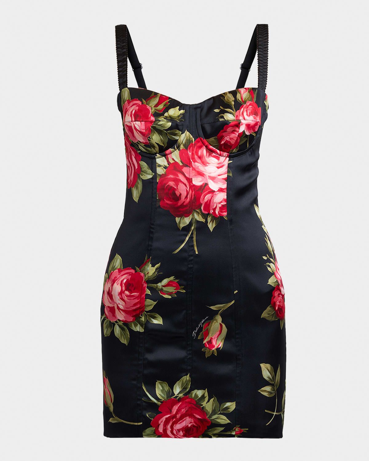Floral Satin Bustier Mini Dress