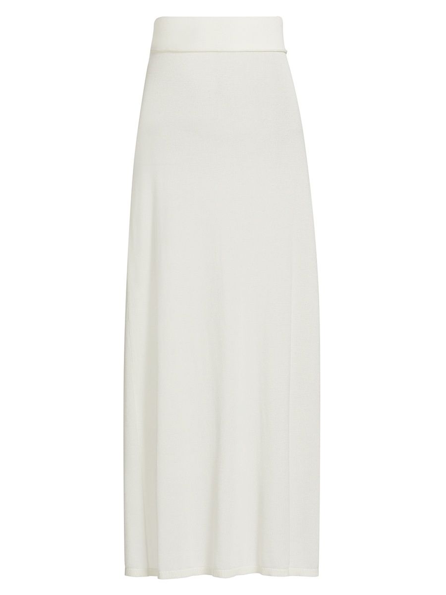 Women's Fine-Knit Elasticized Maxi Skirt - White - Size XL