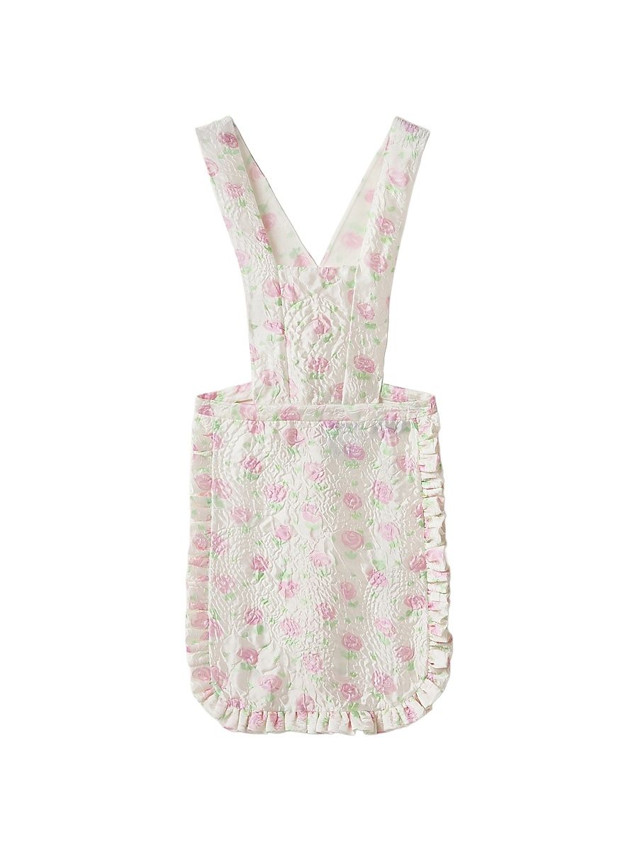 Floral Cloqué Apron - White