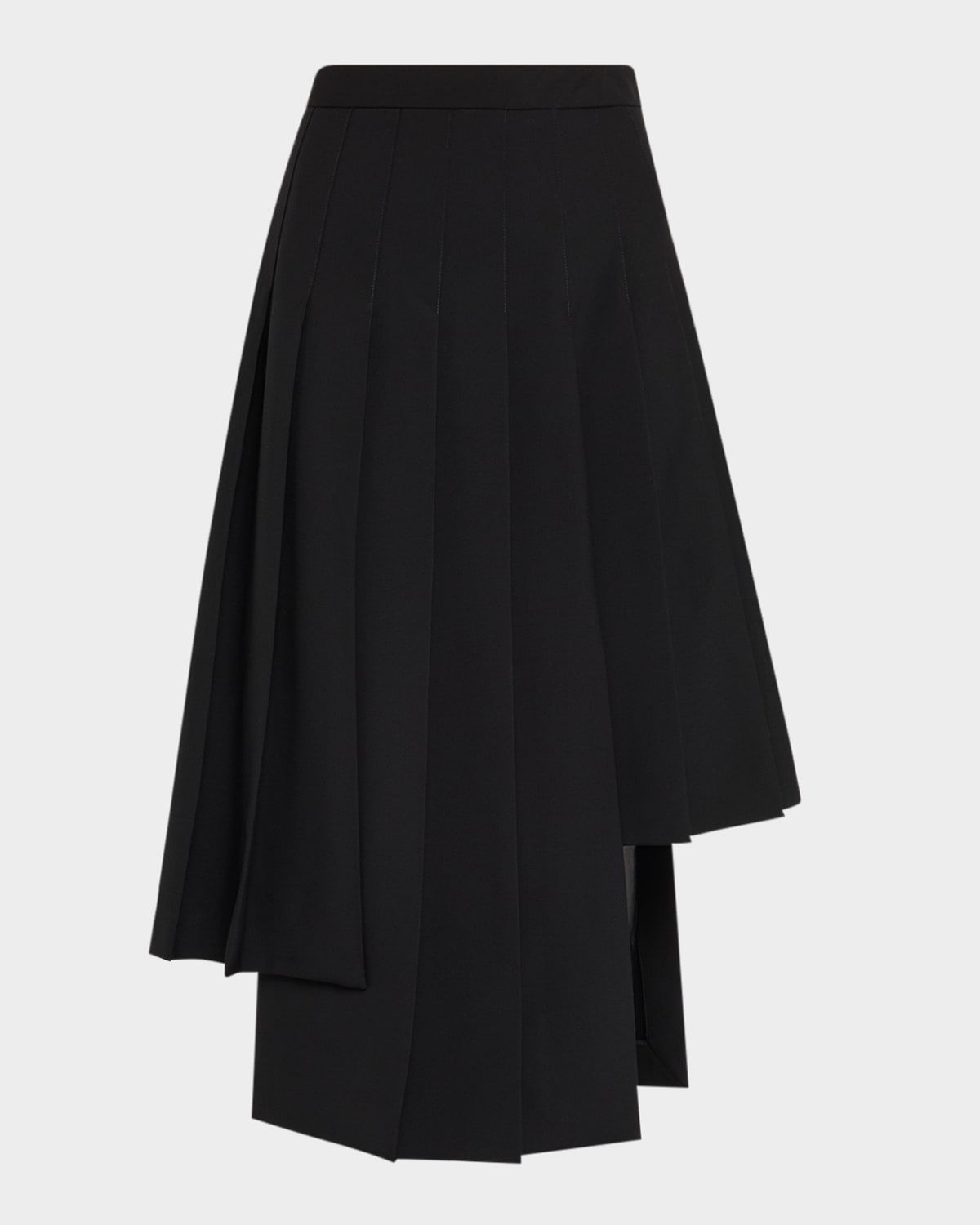 Asymmetric Pleated Midi Skirt