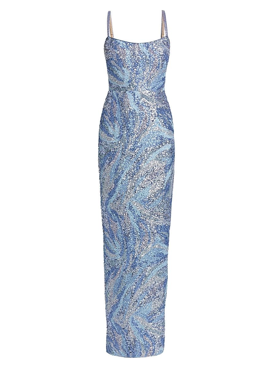 Women's Dahlia Sequined Maxi Dress - Blue Multi - Size Medium