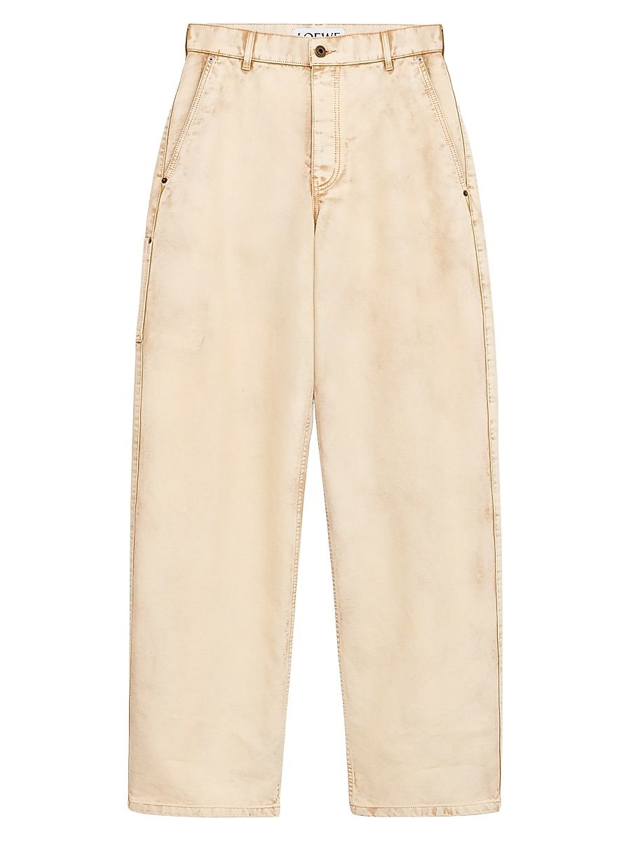Men's Garment-Dyed Cotton Twill Trousers - Beige - Size 44
