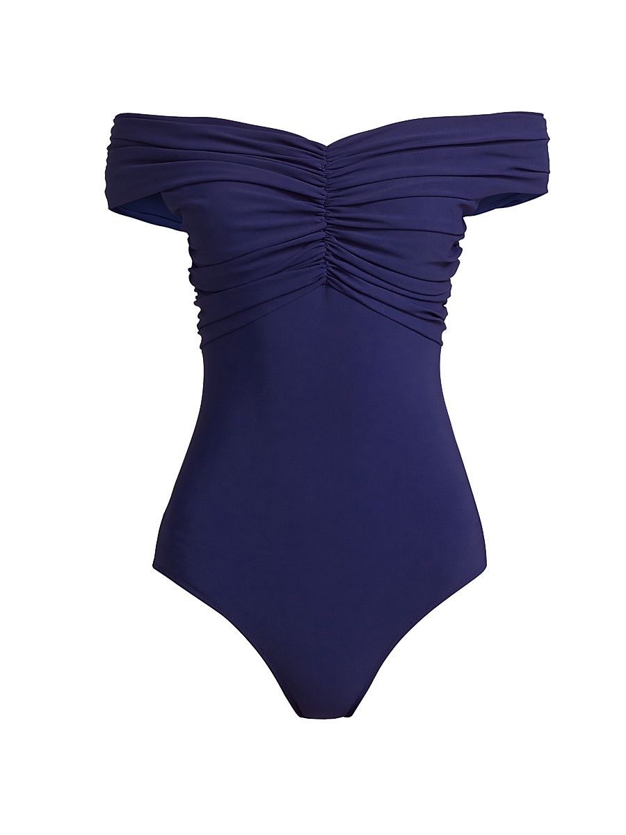 Women's Hasmy Ruched Off-the-Shoulder One-Piece Swimsuit - Iris - Size 2