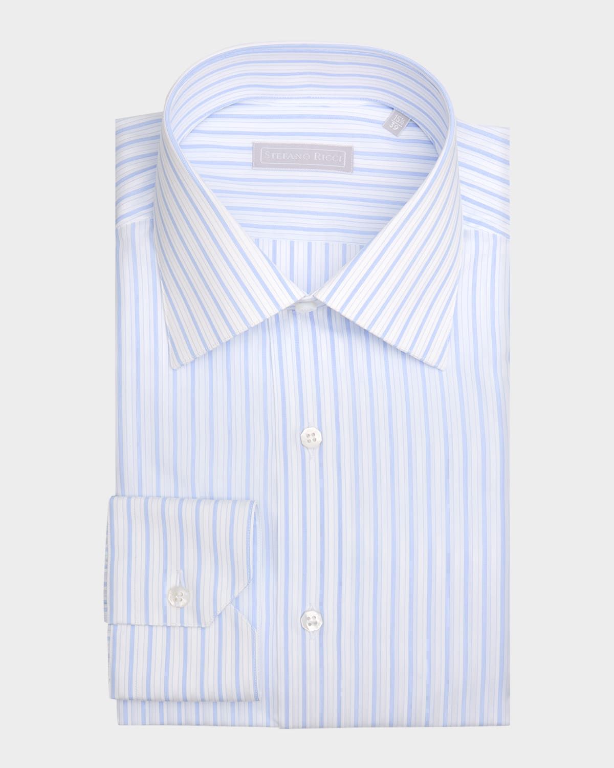 Men & apos;s Cotton Multi-Stripe Point Collar Dress Shirt