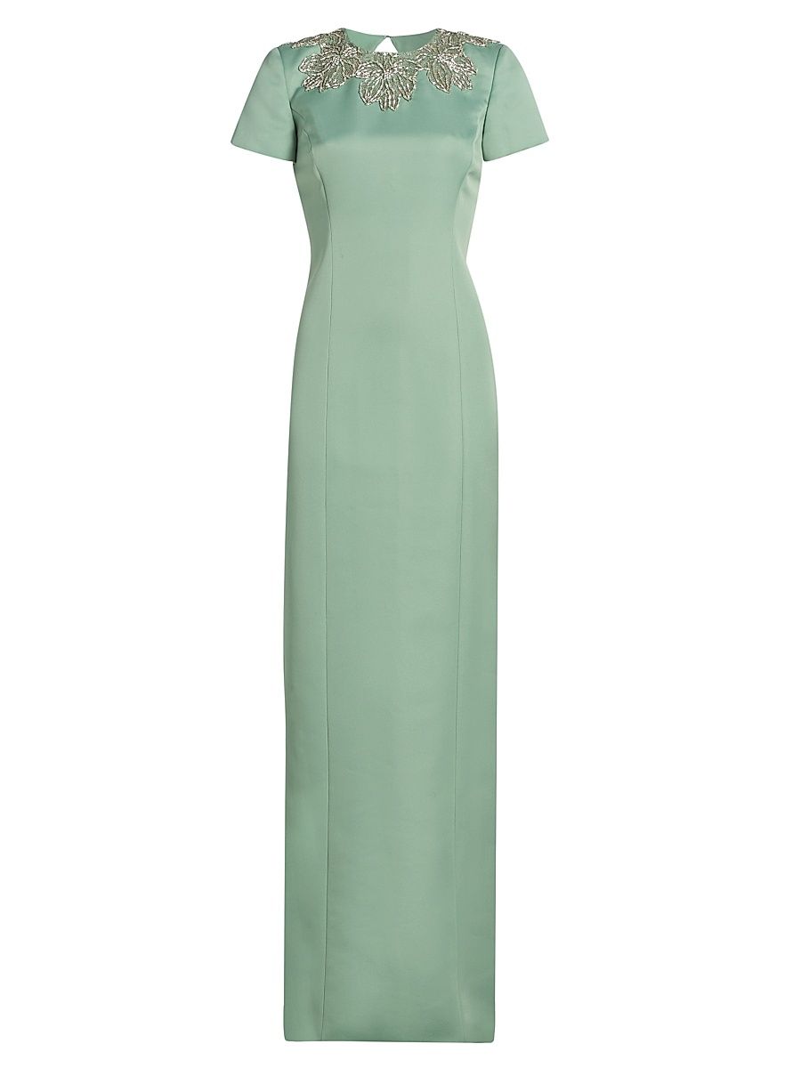 Women's Sorelia Floral-Beaded Gown - Whispering Sage - Size 16