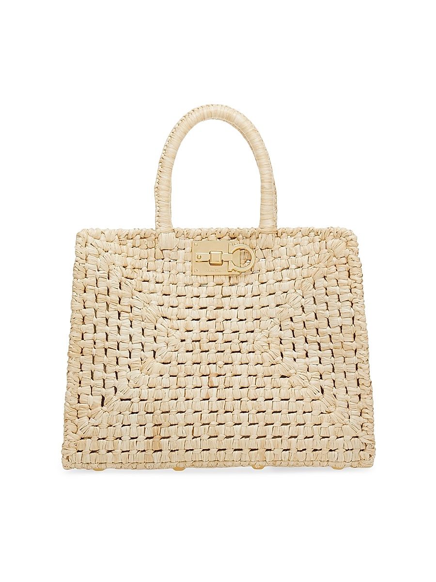 Women's Studio Small Basket Raffia Top Handle Bag - Rafia