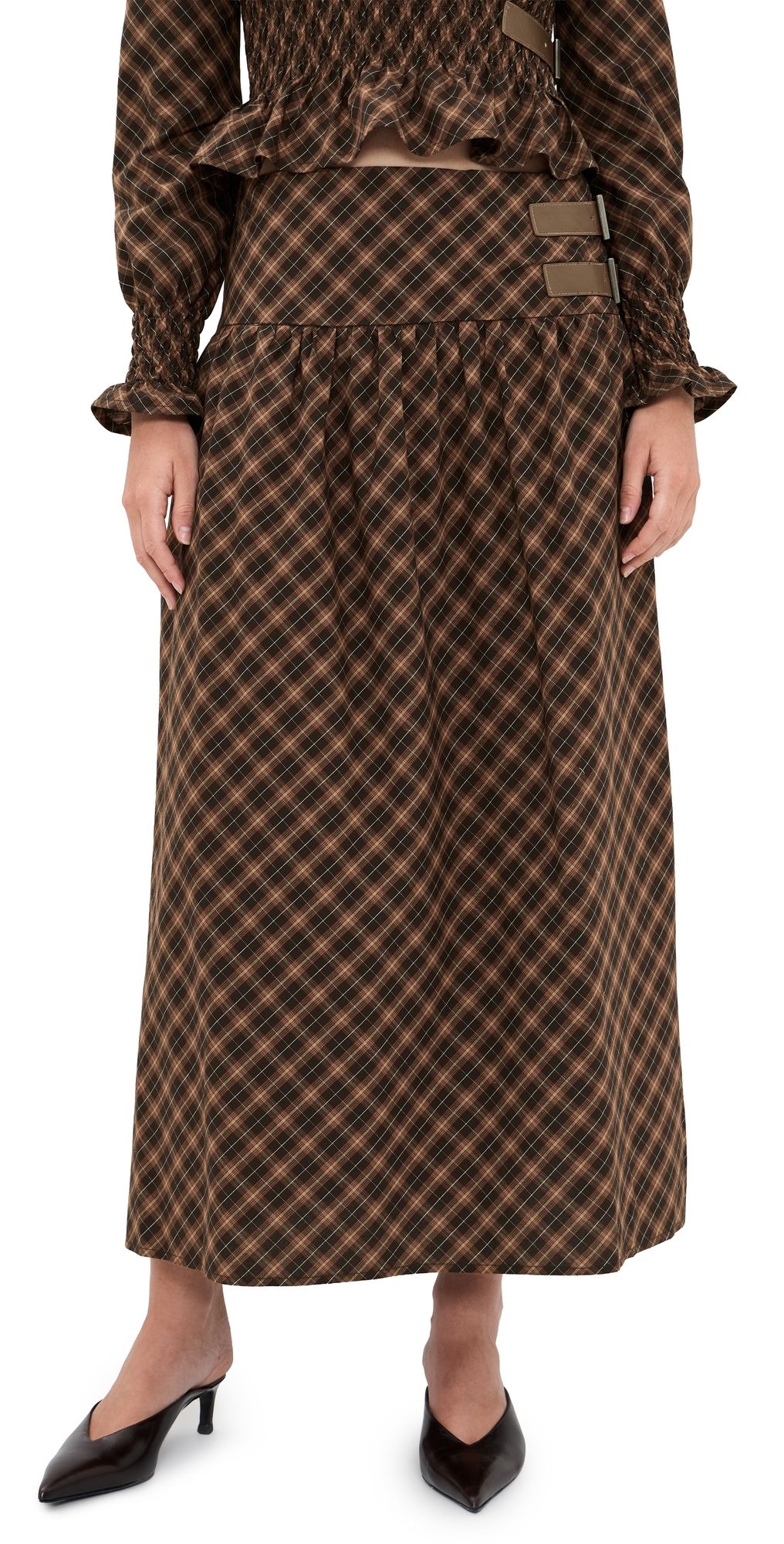 House of Sunny Check Buckle Skirt Multi Check 18