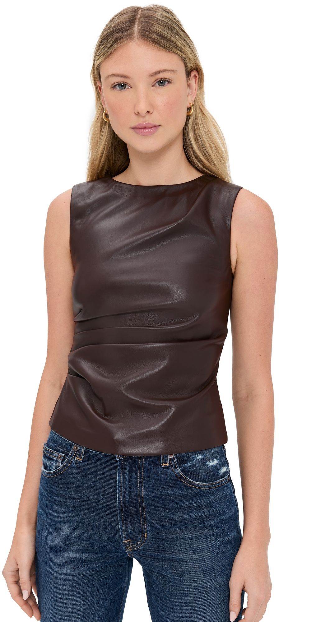 Joe's Jeans The Meg Vegan Leather Top Black L
