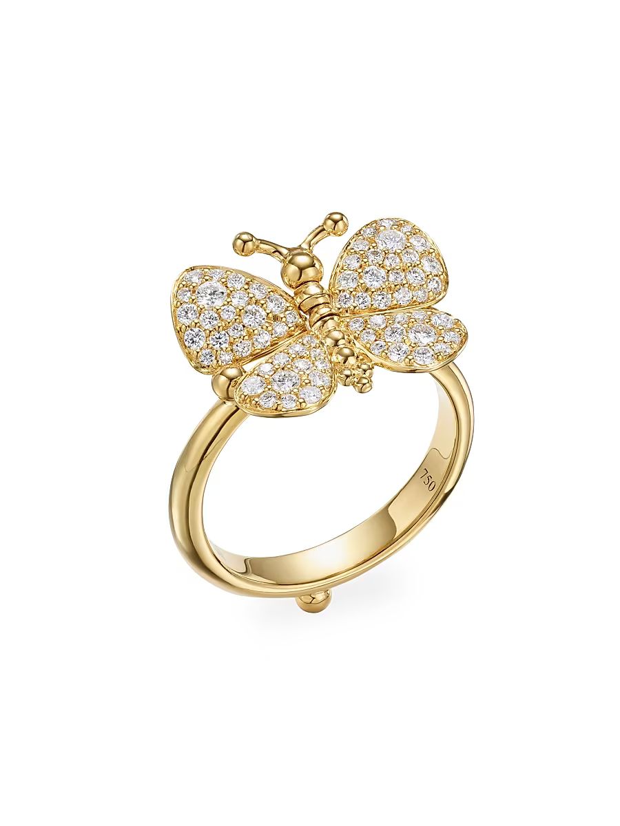 Women's Florence86 FJ Butterfly 18K Yellow Gold & 0.56 TCW Diamond Ring - Yellow Gold - Size 6.5