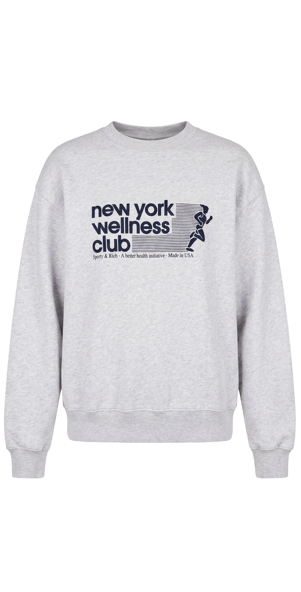 Sporty & Rich USA Wellness Club Crewneck Sweatshirt Heather Grey Light Navy XL