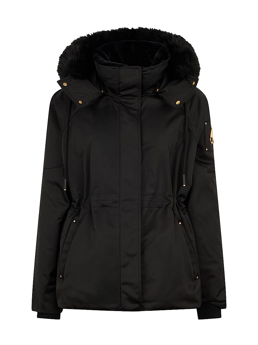 Women's Luxe Satin 3Q Down Jacket - Black - Size XL