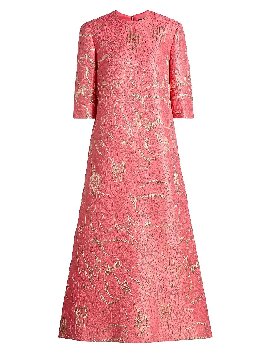 Women's Petals, Spice, & Whispers of Plumage Textured Cloqué Tailored-Fit Caftan - Watermelon - Size Medium