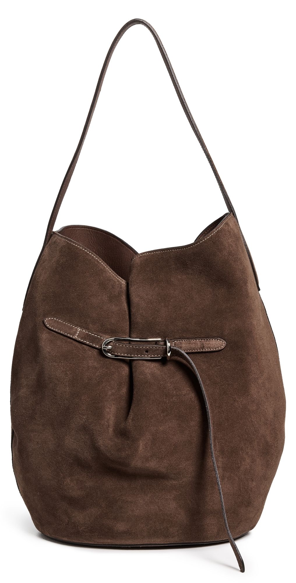Liffner Large Belted Bucket Bag Dark Brown One Size