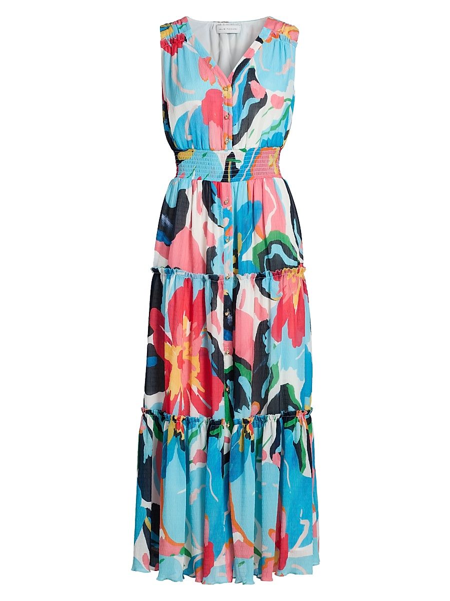 Women's Sable Painted Floral Tiered Maxi Dress - Painted Floral Print - Size XL