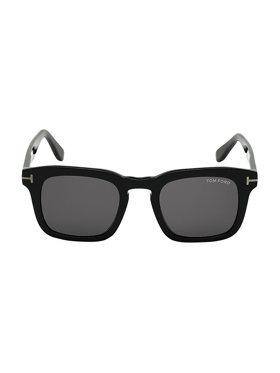 Men's 53MM Square Sunglasses - Shiny Black Smoke