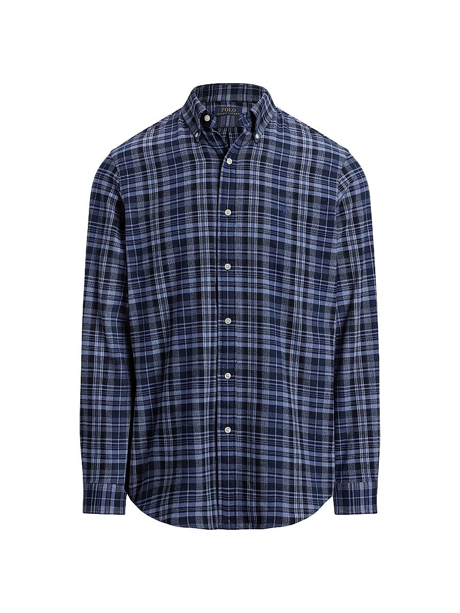 Men's Plaid Performance Twill Shirt - Blue Multi - Size Small