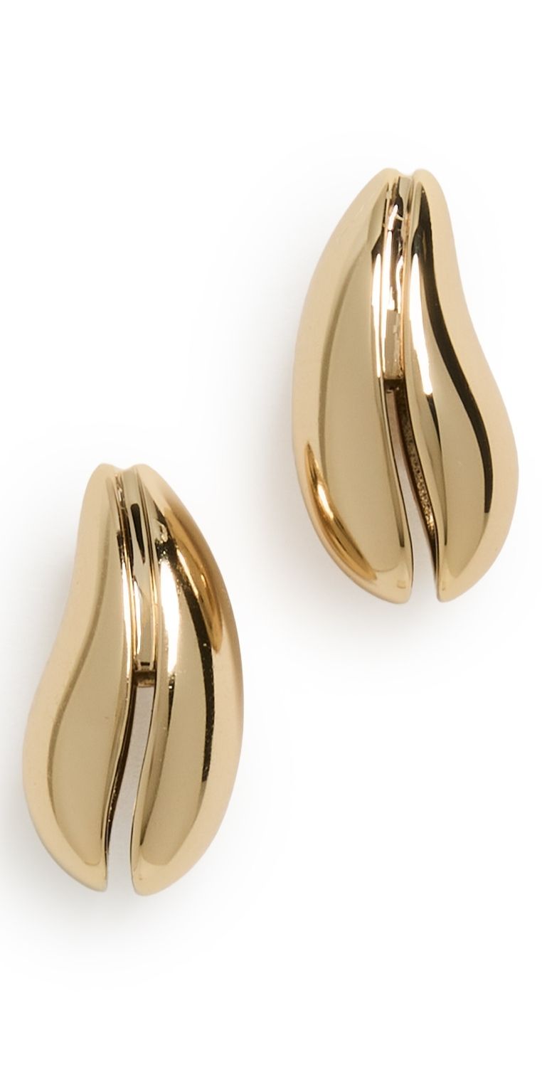 Tory Burch Small Pierced Earrings Light Brass One Size