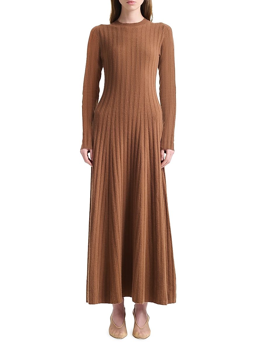 Women's Gia Wool-Cashmere Maxi Dress - Saddle - Size Large