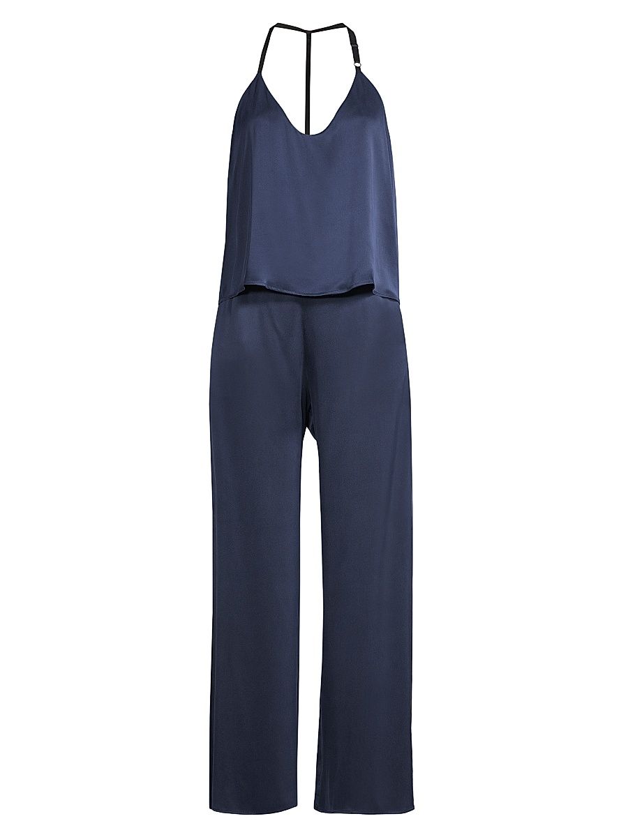 Women's Washable Silk Cami & Pants Set - Deep Blue - Size XS