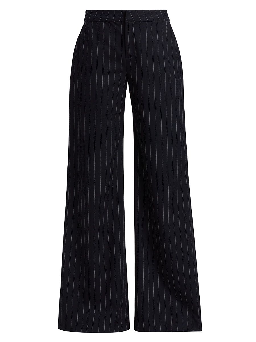 Women's Allanah Pinstripe Mid-Rise Straight-Leg Pants - Black Ecru - Size 12