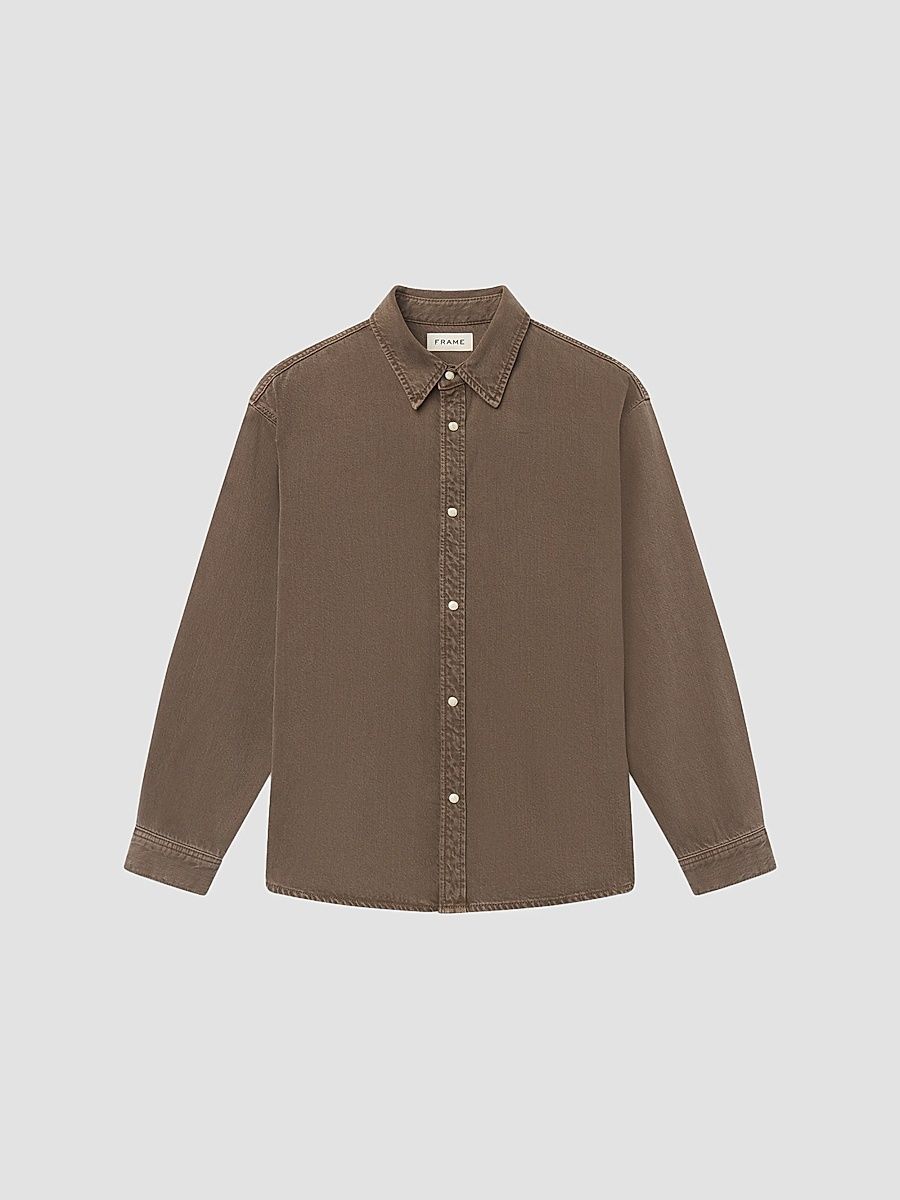 Men's Relaxed Denim Overshirt - Brownstone - Size XXL