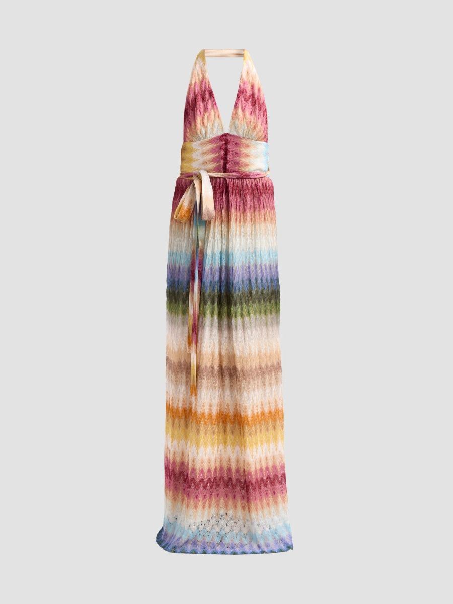 Missoni Women's Chevron Stripe Halter Neck Maxi Dress - Multicolor - Size 4