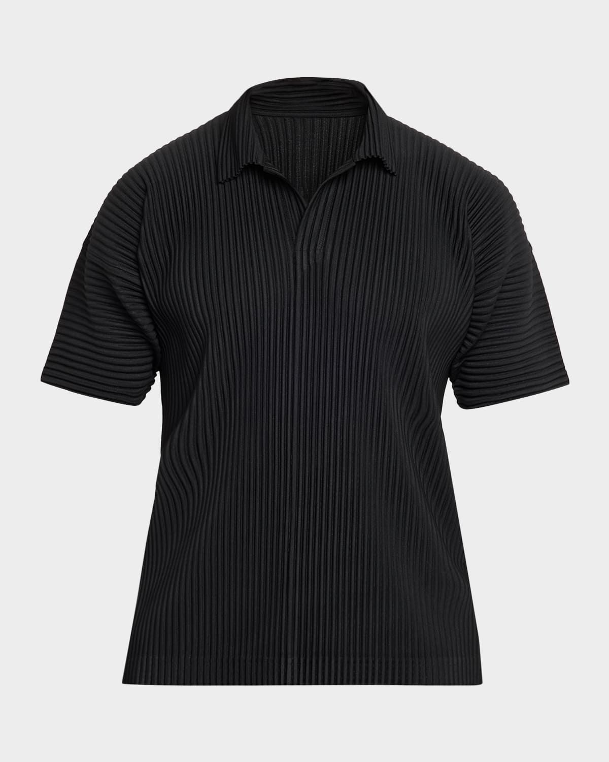 Men & apos;s Basics Pleated Johnny Collar Polo Shirt