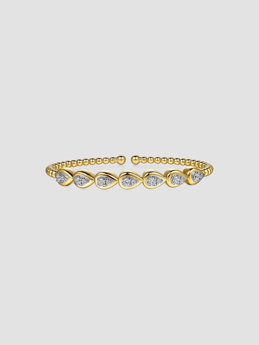 Gabriel & Co Women's Bujukan 14K Two-Tone Gold & 0.50 TCW Pear Bezel Diamond Bangle Bracelet - Gold