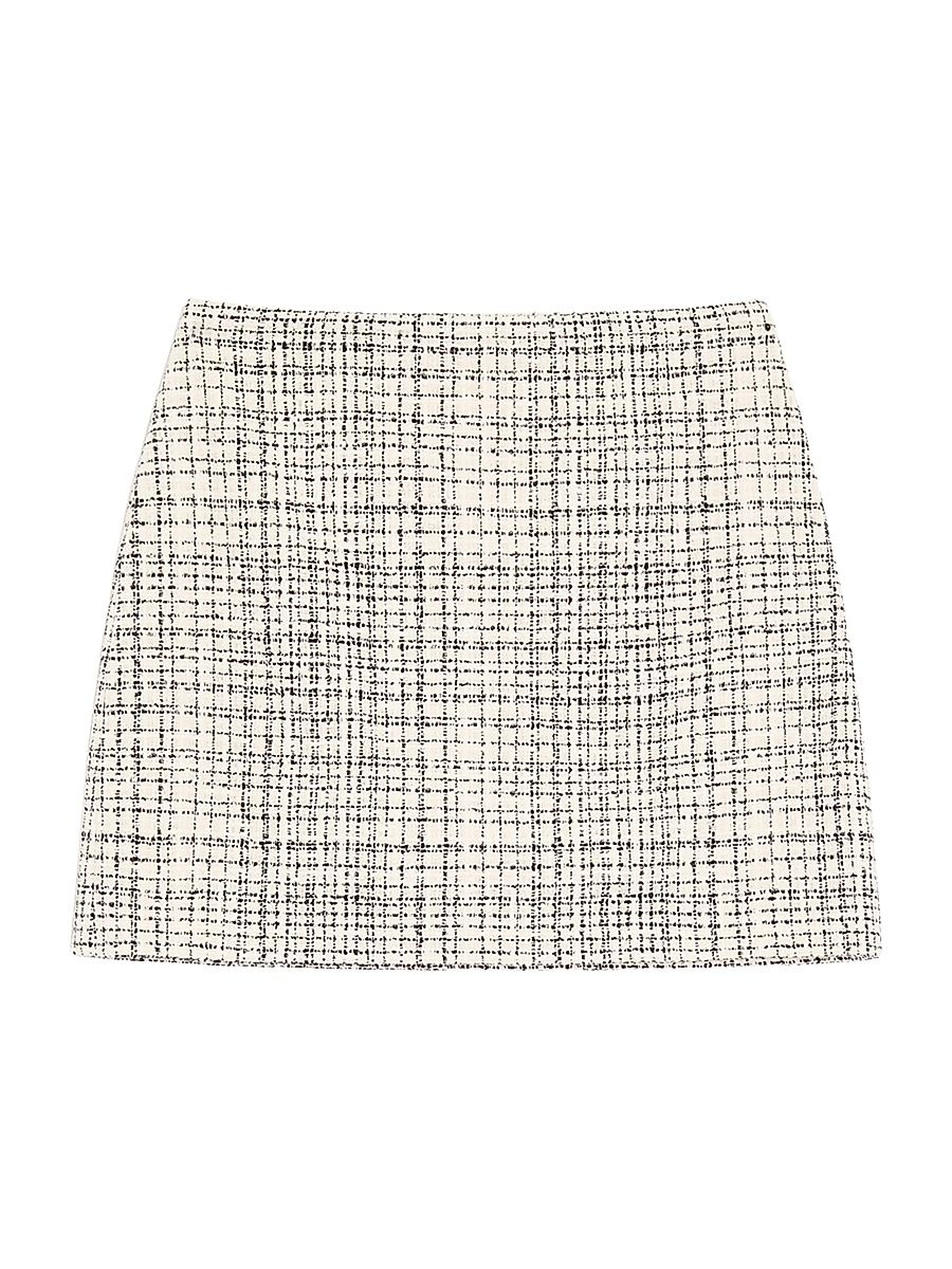 Women's Mini Skirt in Square Tweed - Vanilla Black - Size 8