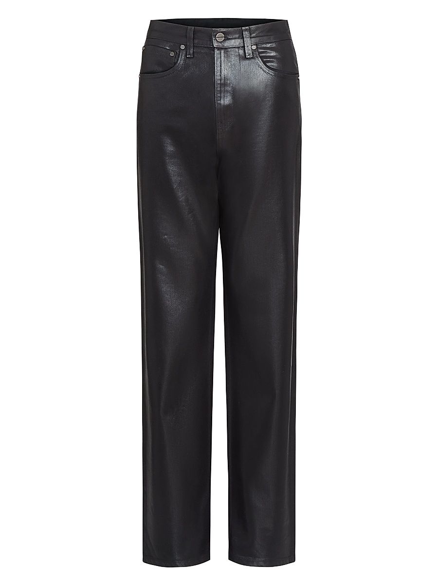 Women's Kent St Coated Wool Straight-Leg Trousers - Black - Size 32