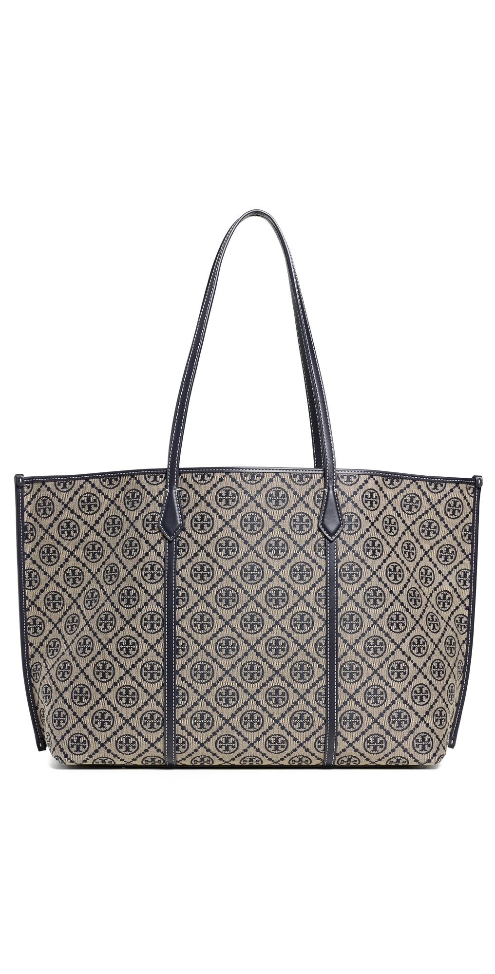 Tory Burch Perry T Monogram Tote Tory Navy One Size