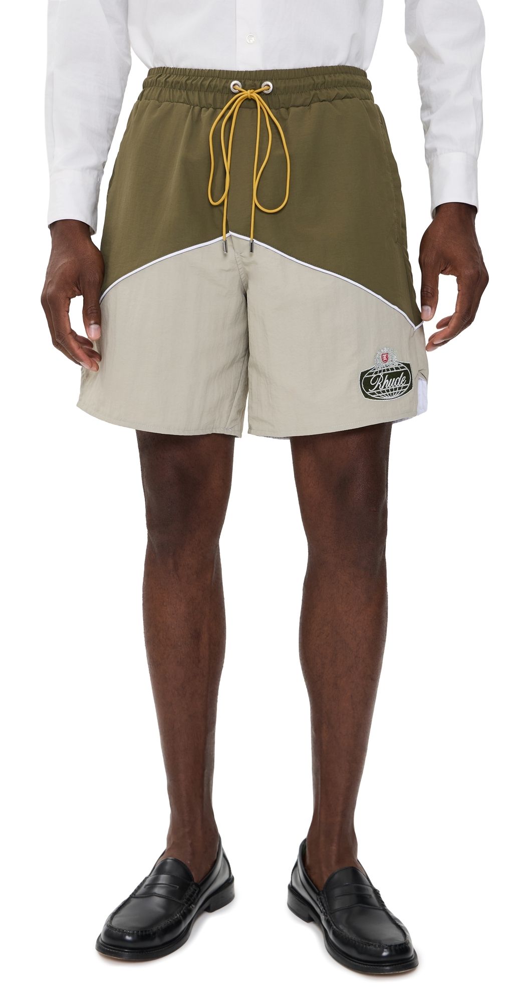 Rhude Desert Racing Track Shorts Olive/Grey XL