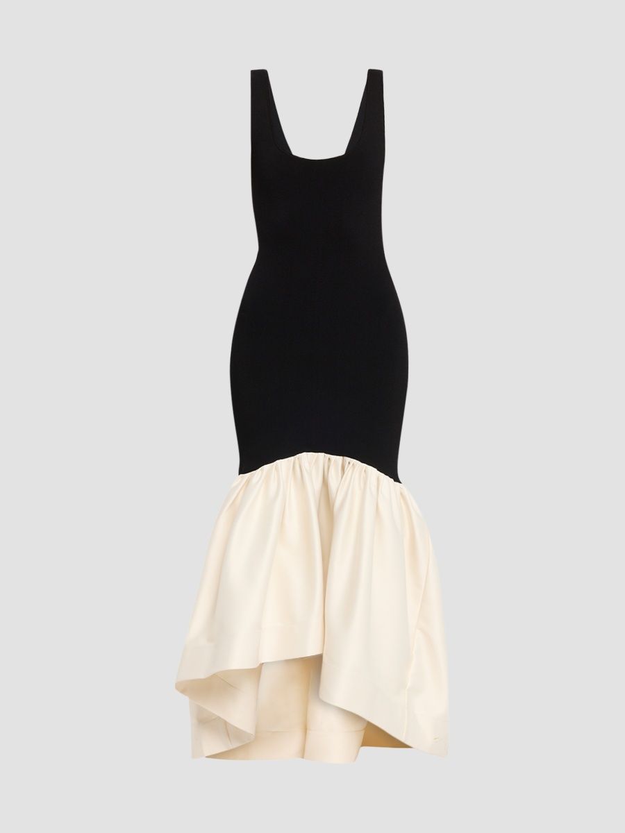 Et Ochs Women's Isabell Two-Tone High-Low Dress - Black Ivory - Size Large