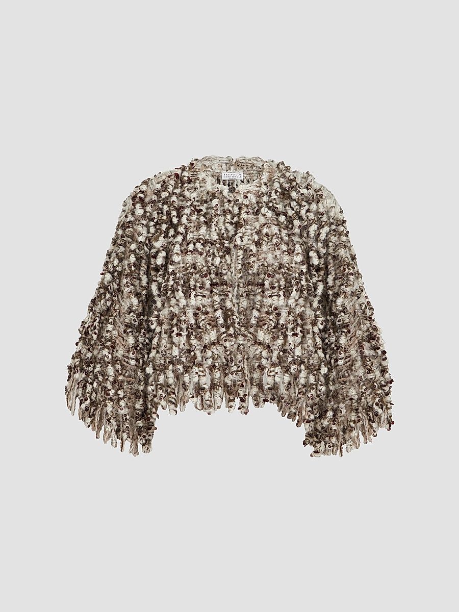 Women's Dazzling Twist Embroidery Cardigan - Brown - Size Medium