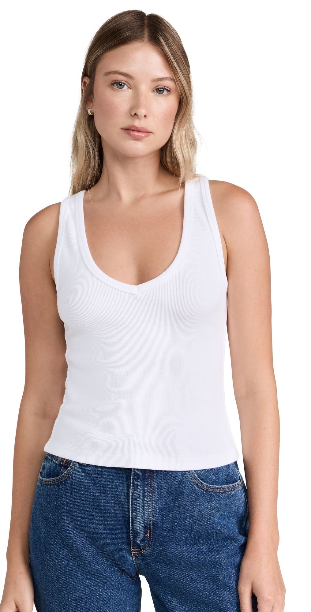 perfectwhitetee V Neck Blondie Tank White M