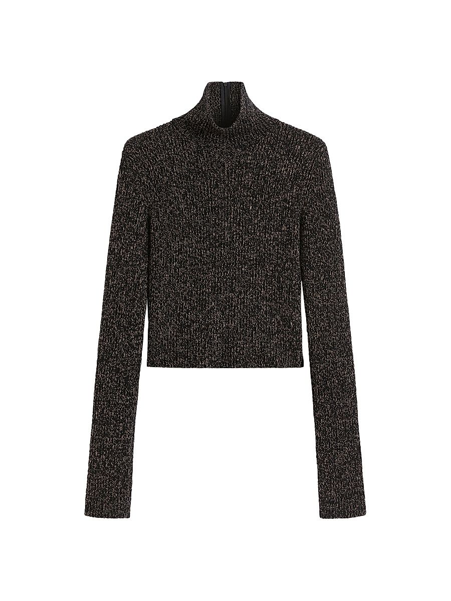 Women's Wool and Cashmere Mouliné Turtleneck - Camel - Size Large