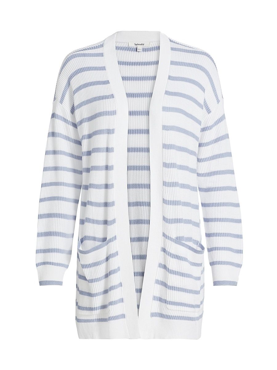 Women's Luna Stripe Cardigan - Sky Blue White - Size XS
