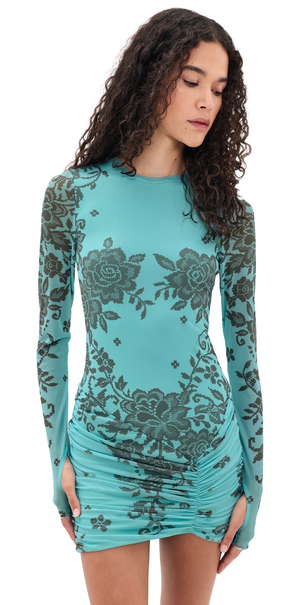 AFRM Mirza Mini Dress Turquoise Crochet S