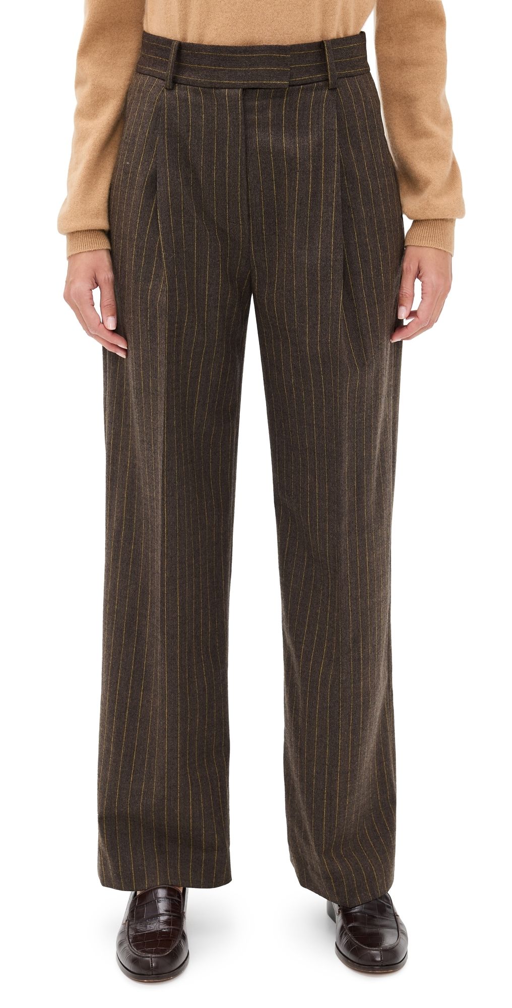 Renggli Pinstripe Trousers Mocha/Saffron 6
