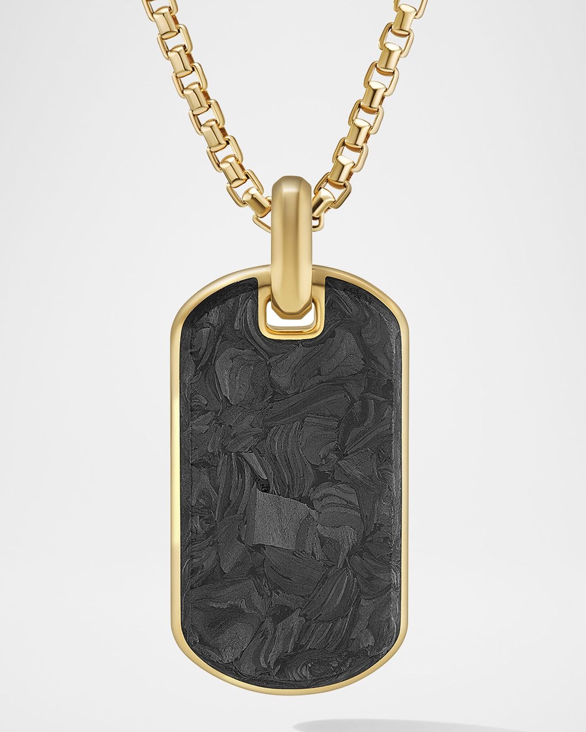 Men & apos;s Forged Carbon Tag Pendant in 18K Gold, 42mm