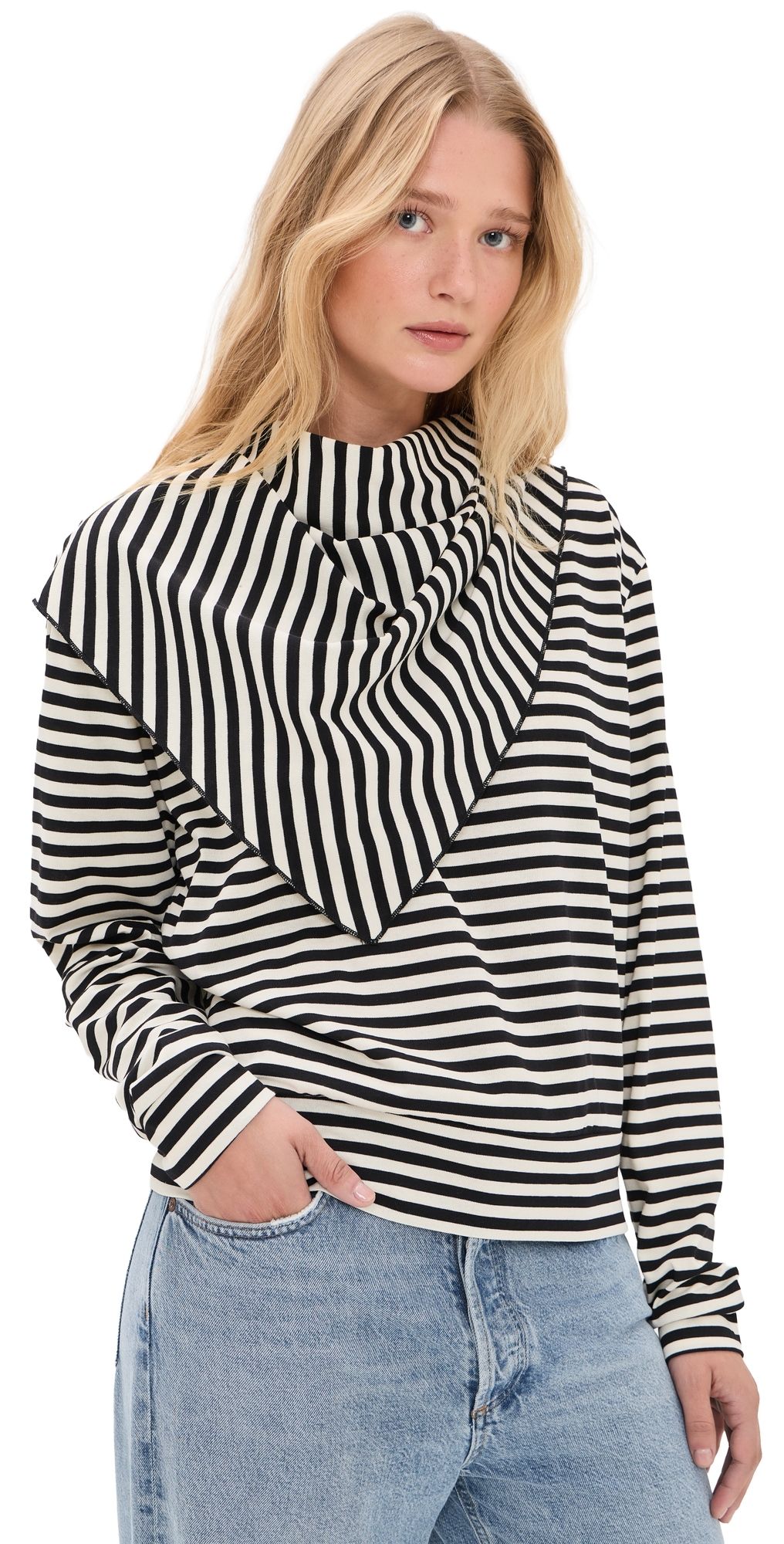 Lioness Olsen Long Sleeve Top Onyx Stripe XXL