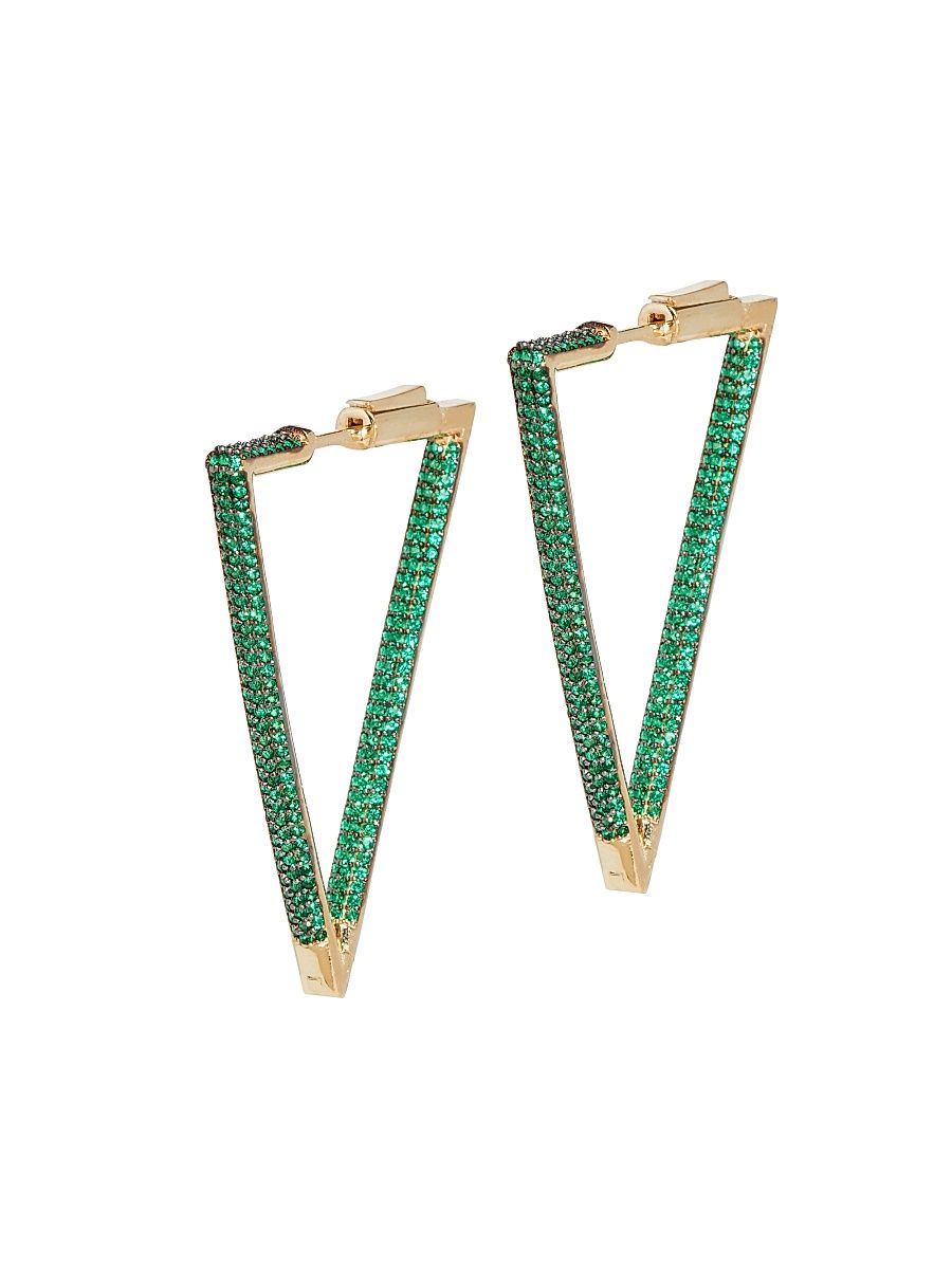 Women's Novelty 14K Gold Vermeil & Crystal Bermuda Hoops - Green