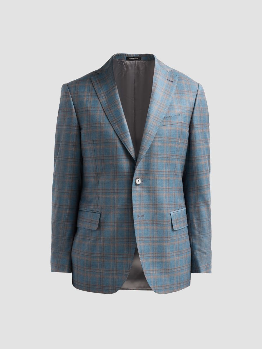 Saks Fifth Avenue Men's COLLECTION Plaid Wool Sport Coat - Teal - Size 34